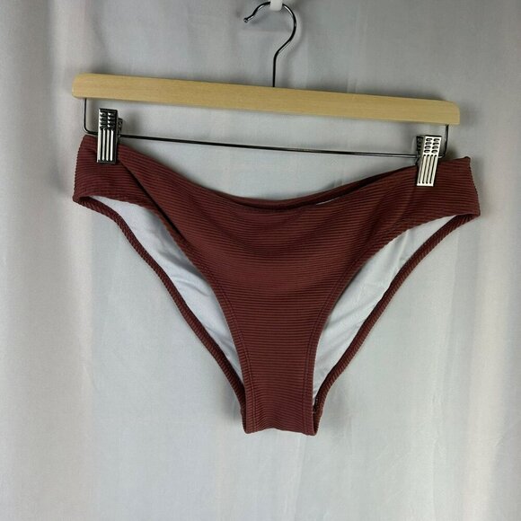 NEW Cupshe Ribbed Triangle 2 Piece Bikini Women Medium Brown Solid Vacation - Picture 10 of 13